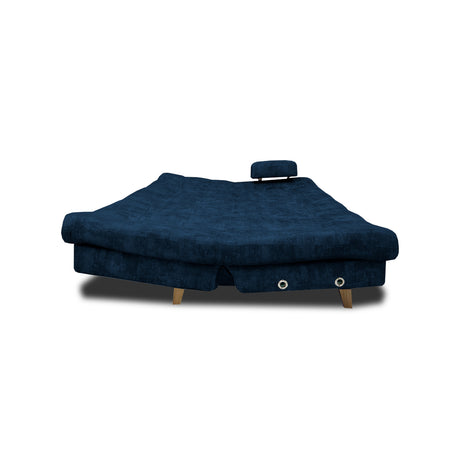 Sofá Cama Blum Azul Petróleo 185x90cm Reclinable de Tela Amigable con Mascotas de Tres Puestos con Apoya Brazos - SOFAS Y POLTRONAS | Bylmo