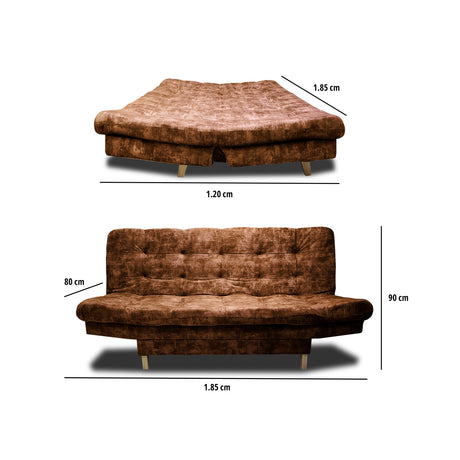 Sofá Cama Kuster Camel 185x90cm Reclinable de Tela Amigable con Mascotas de Tres Puestos sin Apoya Brazos - SOFAS Y POLTRONAS | Bylmo
