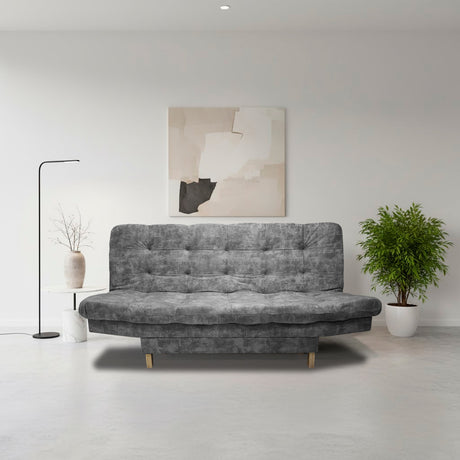 Sofá Cama Kuster Gris 185x90cm Reclinable de Tela Amigable con Mascotas de Tres Puestos sin Apoya Brazos - SOFAS Y POLTRONAS | Bylmo