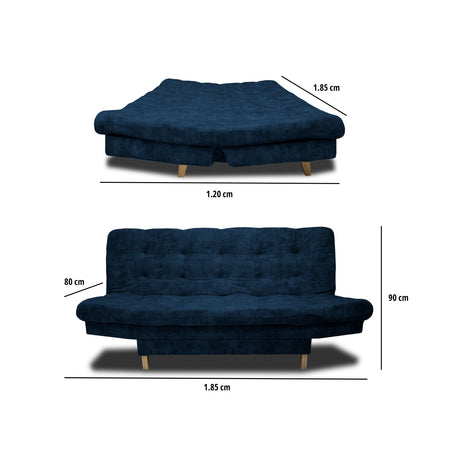 Sofá Cama Kuster Azul Petróleo 185x90cm Reclinable de Tela Amigable con Mascotas de Un Puesto sin Apoya Brazos - SOFAS Y POLTRONAS | Bylmo