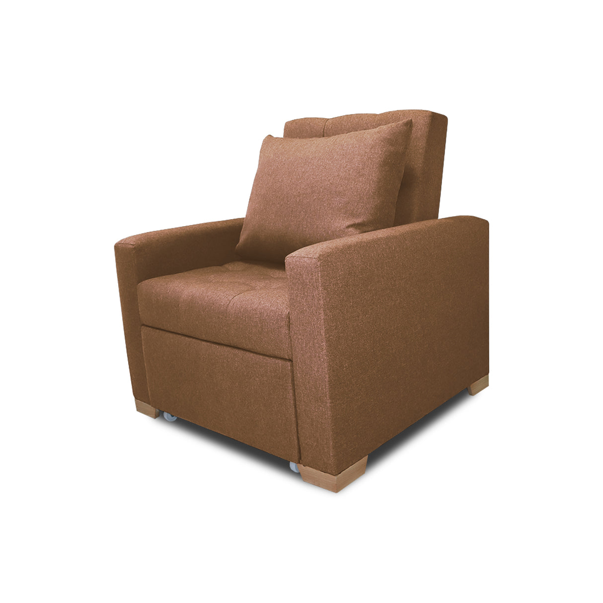 Sofá Cama Sabathy Camel 95x90cm Reclinable de Tela Amigable con Mascotas de Un Puesto sin Apoya Brazos - SOFAS Y POLTRONAS | Bylmo