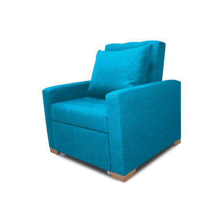 Sofá Cama Sabathy Turqueza 95x90cm Reclinable de Tela Amigable con Mascotas de Un Puesto con Apoya Brazos - SOFAS Y POLTRONAS | Bylmo
