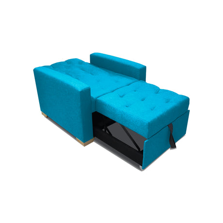 Sofá Cama Sabathy Turqueza 95x90cm Reclinable de Tela Amigable con Mascotas de Un Puesto con Apoya Brazos - SOFAS Y POLTRONAS | Bylmo