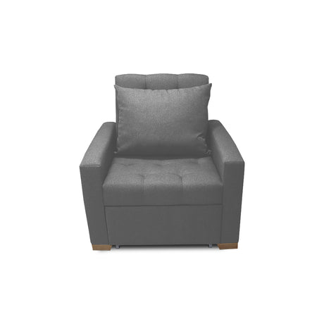 Sofá Cama Sabathy Gris 95x90cm Reclinable de Tela Amigable con Mascotas de Un Puesto con Apoya Brazos - SOFAS Y POLTRONAS | Bylmo