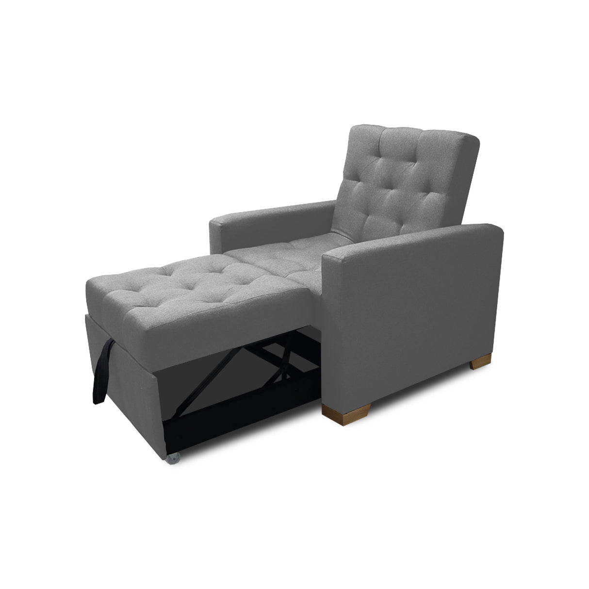 Sofá Cama Sabathy Gris 95x90cm Reclinable de Tela Amigable con Mascotas de Un Puesto con Apoya Brazos - SOFAS Y POLTRONAS | Bylmo