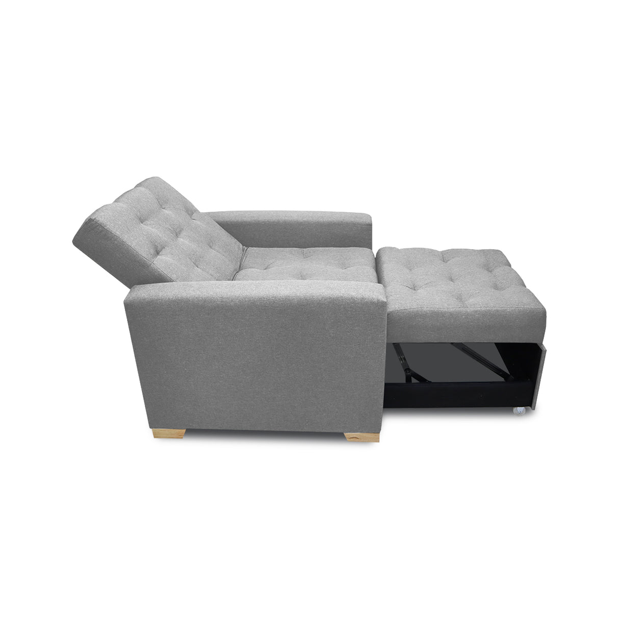 Sofá Cama Sabathy Gris 95x90cm Reclinable de Tela Amigable con Mascotas de Un Puesto con Apoya Brazos - SOFAS Y POLTRONAS | Bylmo