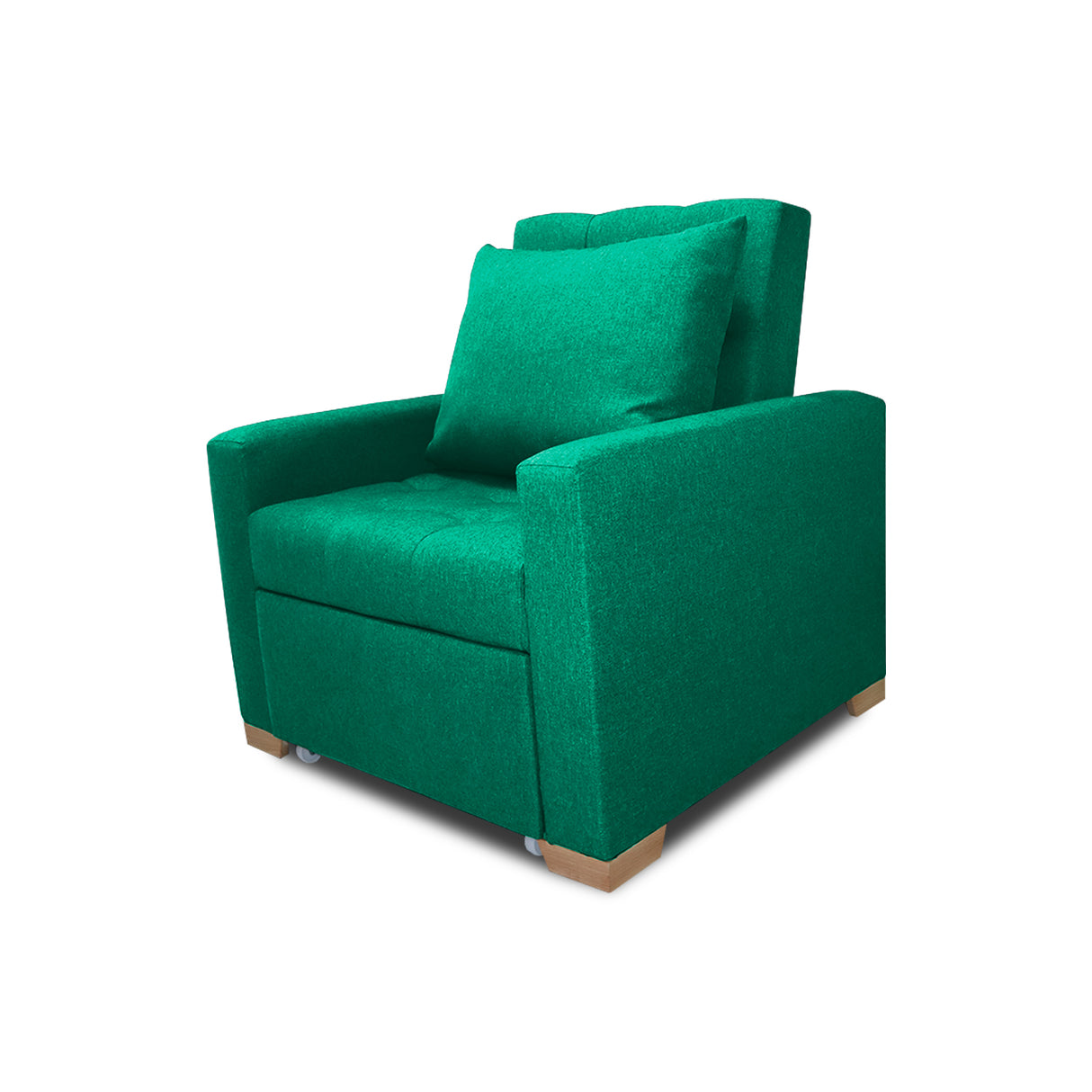 Sofá Cama Sabathy Verde 95x90cm Reclinable de Tela Amigable con Mascotas de Un Puesto con Apoya Brazos - SOFAS Y POLTRONAS | Bylmo