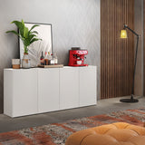 Aparador Veneza Blanco 123x69cm con Cuatro Puertas y Cuatro Compartimientos - BIFES Y ARRIMOS | Bylmo