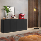 Aparador Veneza Negro 123x69cm con Cuatro Puertas y Cuatro Compartimientos - BIFES Y ARRIMOS | Bylmo