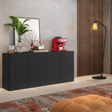 Aparador Veneza Negro 123x69cm con Cuatro Puertas y Cuatro Compartimientos - BIFES Y ARRIMOS | Bylmo