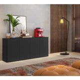 Aparador Veneza Negro 123x69cm con Cuatro Puertas y Cuatro Compartimientos - BIFES Y ARRIMOS | Bylmo