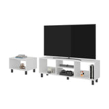 Combo Rack de Tv y Mesa de Centro Eclipse Blanco 140.2x47.5cm Para Tv Hasta 60" Pulgadas con Cuatro Compartimientos - MUEBLES DE TV | Bylmo
