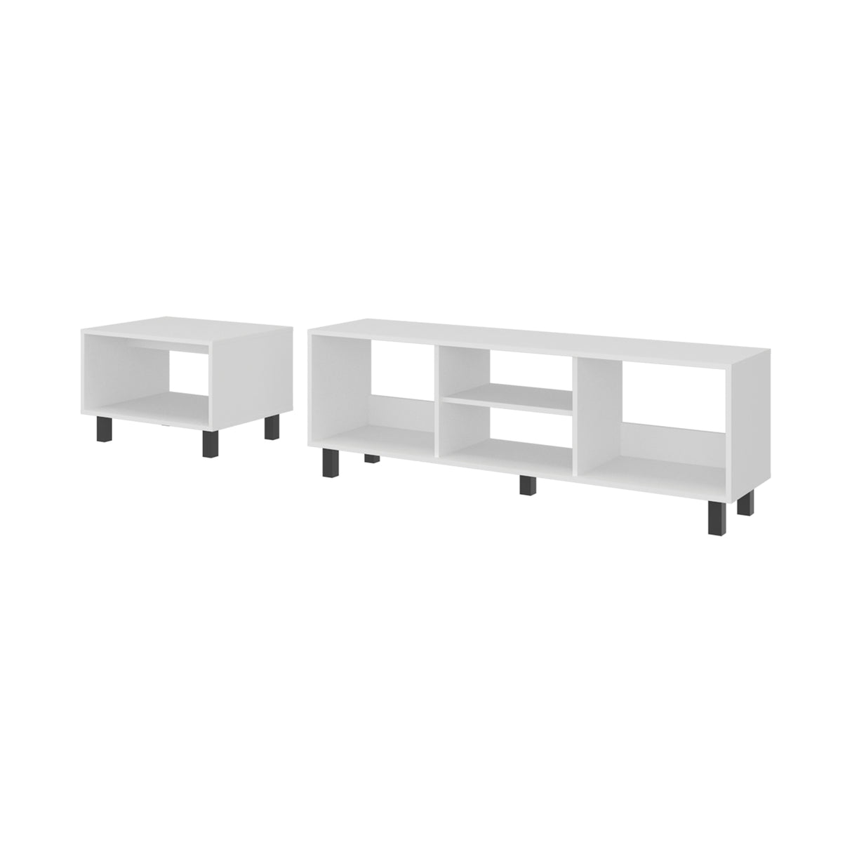 Combo Rack de Tv y Mesa de Centro Eclipse Blanco 140.2x47.5cm Para Tv Hasta 60" Pulgadas con Cuatro Compartimientos - MUEBLES DE TV | Bylmo