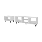 Combo Rack de Tv y Mesa de Centro Eclipse Blanco 140.2x47.5cm Para Tv Hasta 60" Pulgadas con Cuatro Compartimientos - MUEBLES DE TV | Bylmo