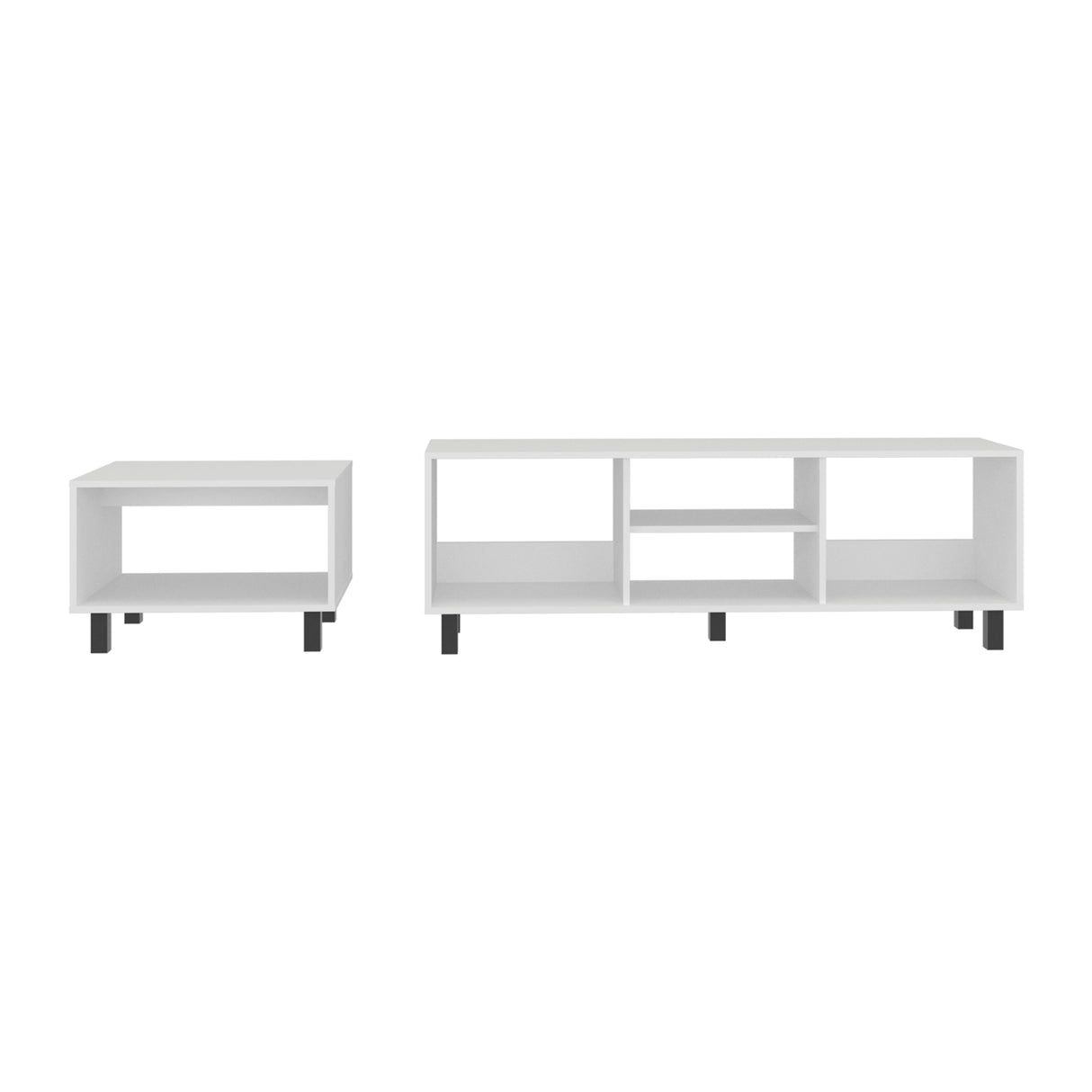Combo Rack de Tv y Mesa de Centro Eclipse Blanco 140.2x47.5cm Para Tv Hasta 60" Pulgadas con Cuatro Compartimientos - MUEBLES DE TV | Bylmo