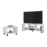 Combo Rack de Tv y Mesa de Centro Eclipse Blanco 140.2x47.5cm Para Tv Hasta 60" Pulgadas con Cuatro Compartimientos - MUEBLES DE TV | Bylmo