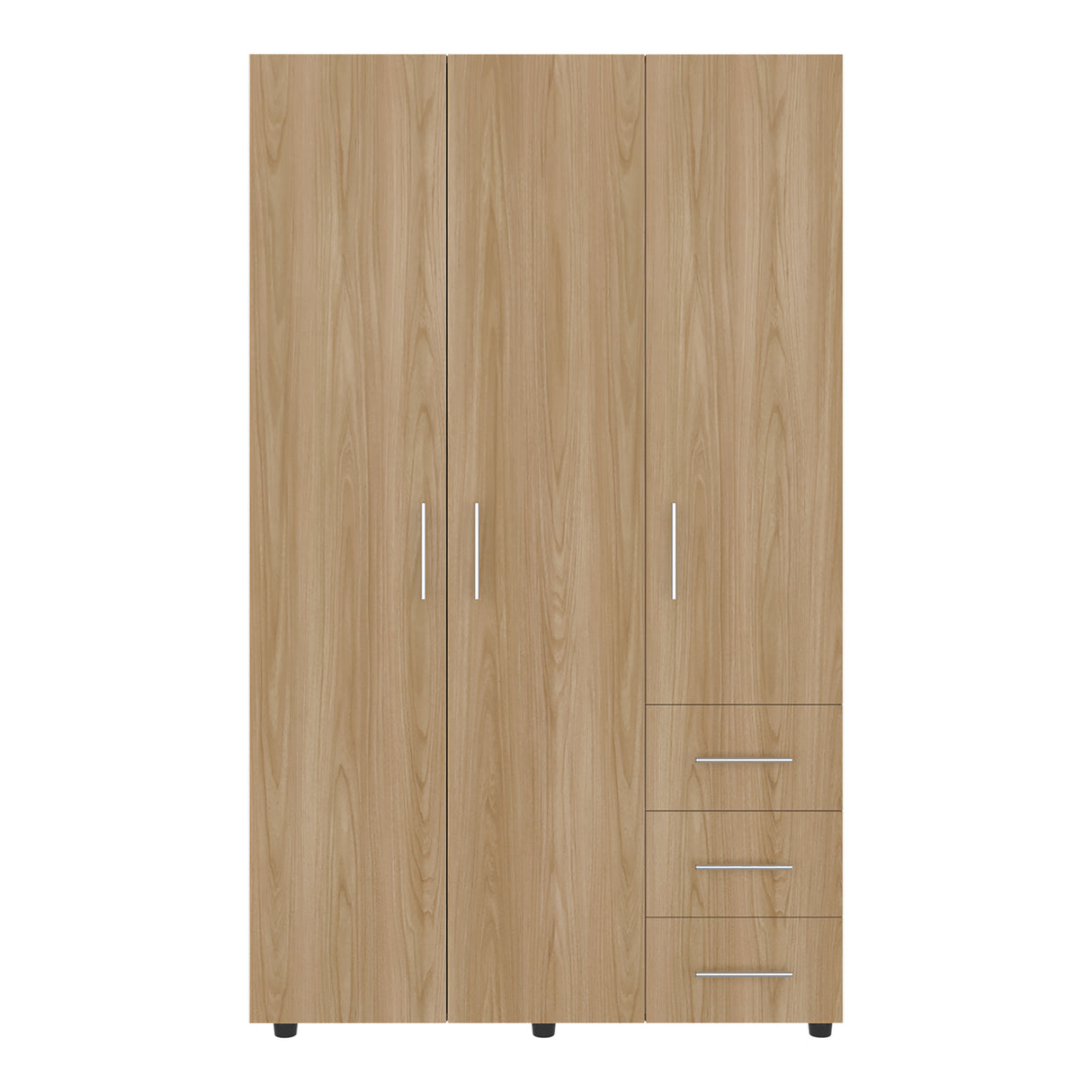 Closet Atenas Fresno Europeo y Blanco 120x200cm con Tres Puertas y con Tres Cajones - CLOSETS | Bylmo