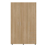 Closet Atenas Fresno Europeo y Blanco 120x200cm con Tres Puertas y con Tres Cajones - CLOSETS | Bylmo