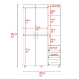 Closet Atenas Fresno Europeo y Blanco 120x200cm con Tres Puertas y con Tres Cajones - CLOSETS | Bylmo