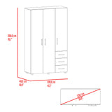 Closet Atenas Fresno Europeo y Blanco 120x200cm con Tres Puertas y con Tres Cajones - CLOSETS | Bylmo
