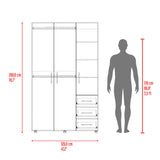 Closet Atenas Fresno Europeo y Blanco 120x200cm con Tres Puertas y con Tres Cajones - CLOSETS | Bylmo