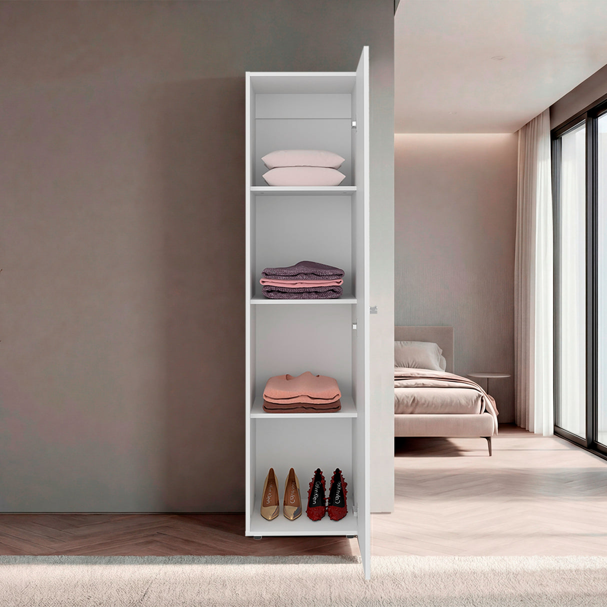 Closet Home dreams Blanco 40x170cm con Una Puerta y con Espejo - CLOSETS | Bylmo