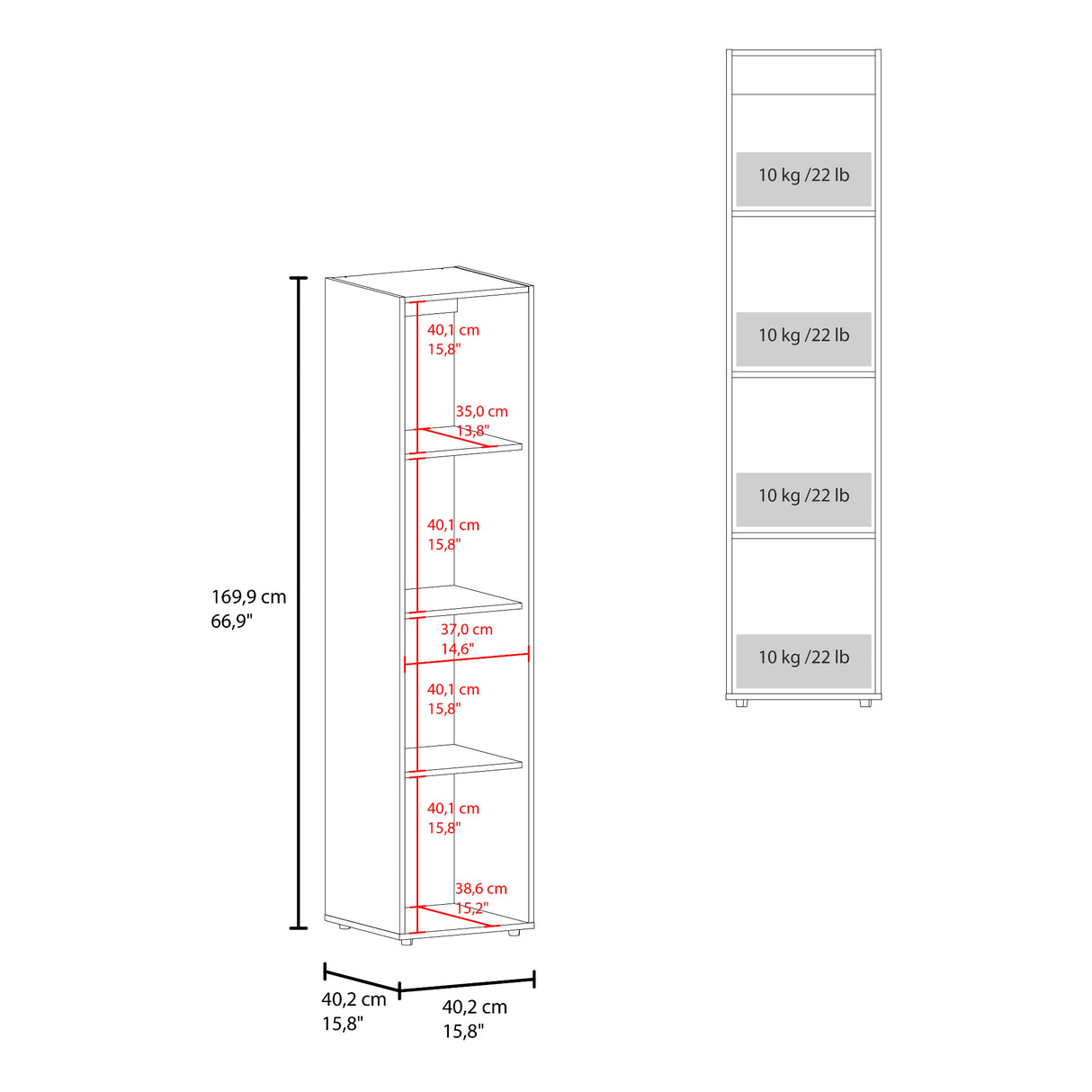 Closet Home dreams Blanco 40x170cm con Una Puerta y con Espejo - CLOSETS | Bylmo