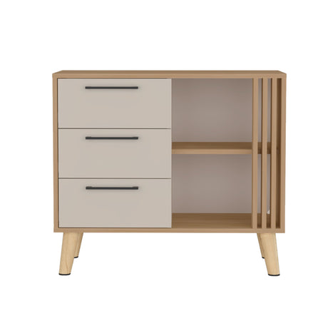 Cajonera Vance Fresno Europeo y Capri 80x64.4cm de Tres Hileras con Tres Cajones