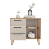 Cajonera Vance Fresno Europeo y Capri 80x64.4cm de Tres Hileras con Tres Cajones