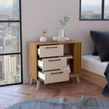 Cajonera Vance Fresno Europeo y Capri 80x64.4cm de Tres Hileras con Tres Cajones