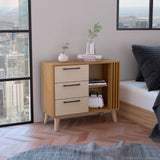 Cajonera Vance Fresno Europeo y Capri 80x64.4cm de Tres Hileras con Tres Cajones - CAJONERAS Y COMODAS | Bylmo