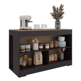 Barra de Cocina Cuenca Wengue y Fresno 138.2x88.5cm con Un Entrepaño y con Tres Compartimientos - BARRAS Y MUEBLES AUXILIARES | Bylmo