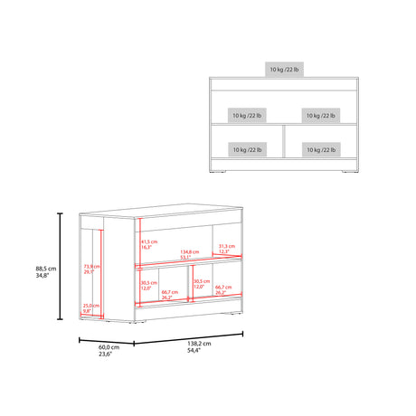 Barra de Cocina Cuenca Wengue y Fresno 138.2x88.5cm con Un Entrepaño y con Tres Compartimientos - BARRAS Y MUEBLES AUXILIARES | Bylmo