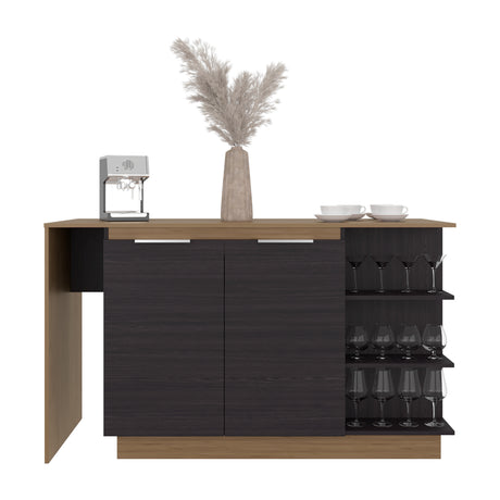 Barra de Cocina Lumina Wengue y Fresno 150x89.2cm con Cuatro Entrepaños - BARRAS Y MUEBLES AUXILIARES | Bylmo