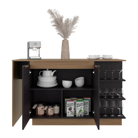 Barra de Cocina Lumina Wengue y Fresno 150x89.2cm con Cuatro Entrepaños - BARRAS Y MUEBLES AUXILIARES | Bylmo