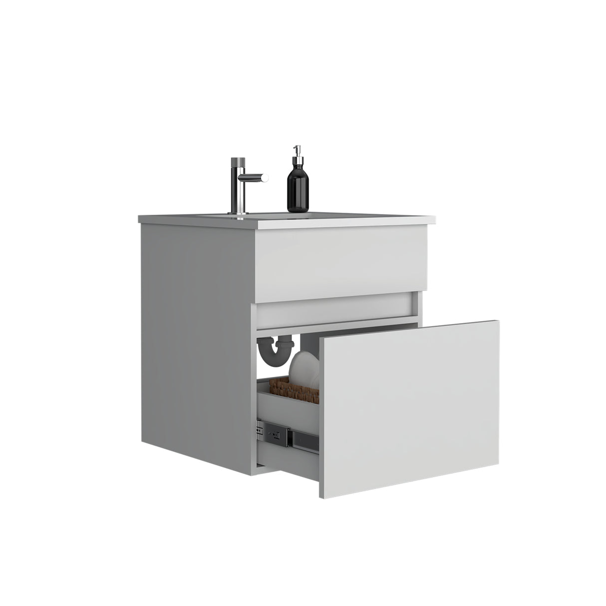 Mueble para Lavamanos Aydin Blanco 50.1x52cm Flotante Individual sin Lavamanos y con Un Cajón - MUEBLES PARA LAVAMANOS | Bylmo