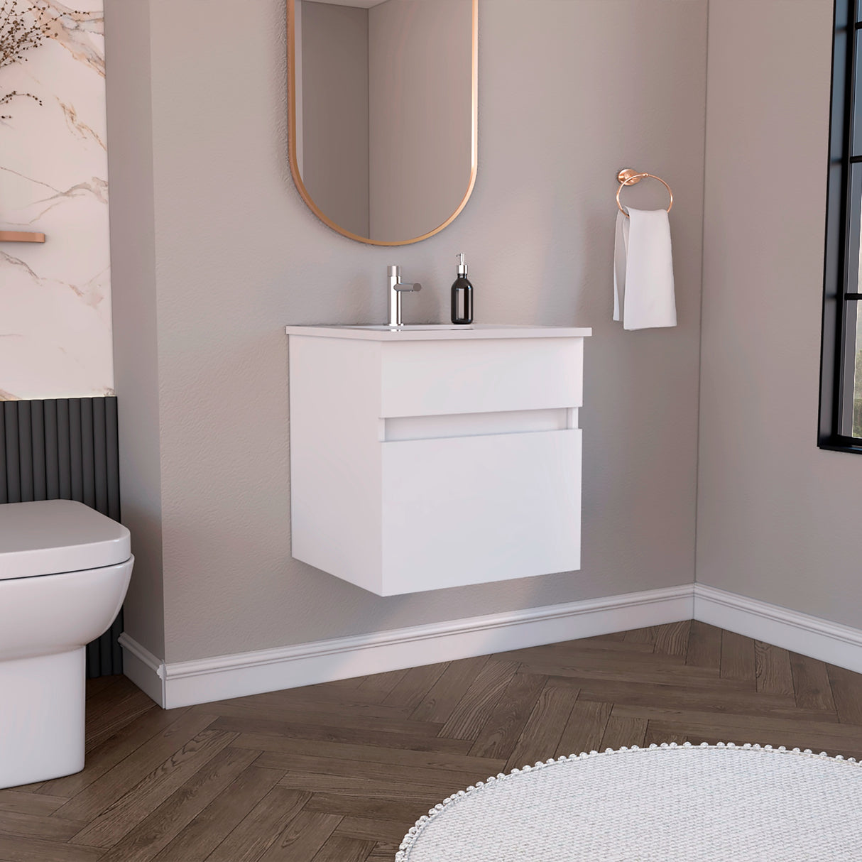 Mueble para Lavamanos Aydin Blanco 50.1x52cm Flotante Individual sin Lavamanos y con Un Cajón - MUEBLES PARA LAVAMANOS | Bylmo