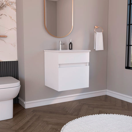 Mueble para Lavamanos Aydin Blanco 50.1x52cm Flotante Individual sin Lavamanos y con Un Cajón - MUEBLES PARA LAVAMANOS | Bylmo