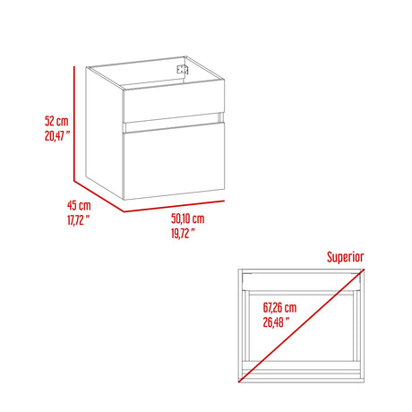 Mueble para Lavamanos Aydin Blanco 50.1x52cm Flotante Individual sin Lavamanos y con Un Cajón - MUEBLES PARA LAVAMANOS | Bylmo