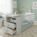 Cuna con Cómoda My Baby Blanco 166x73cm con Cabecero con Colchón Infantil y con Almacenamiento - CAMAS | Bylmo