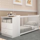 Cuna con Cómoda My Baby Blanco 166x73cm con Cabecero con Colchón Infantil y con Almacenamiento - CAMAS | Bylmo