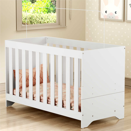 Cuna 3 en 1 Elsa Blanco 133x80cm con Cabecero y con Colchón Infantil - CAMAS | Bylmo