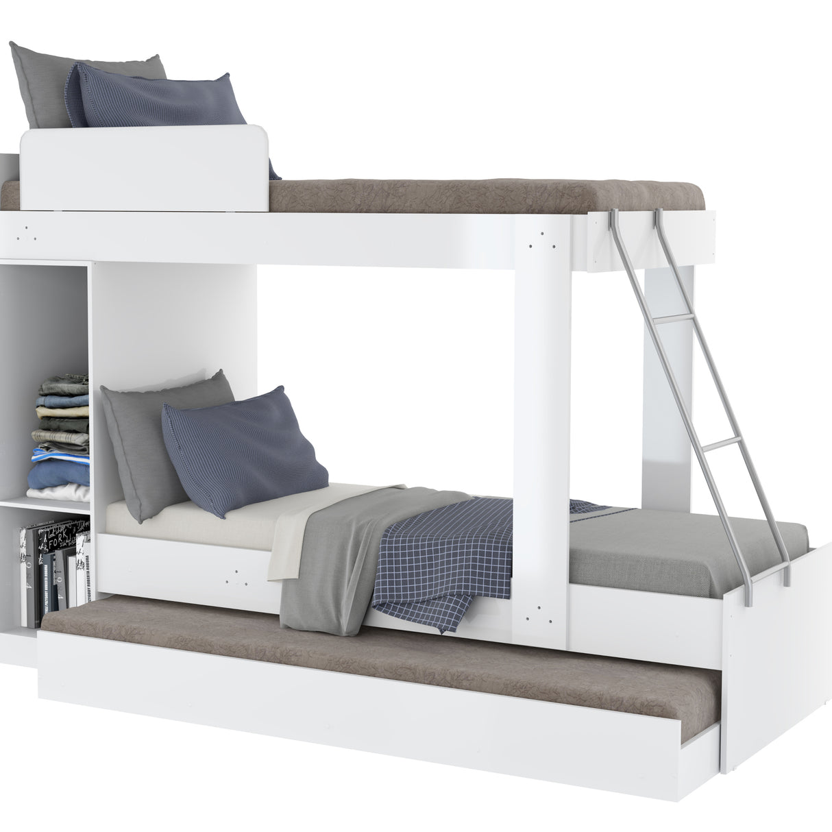 Camarote Blanco 85x165cm con Cabecero sin Colchón y con Almacenamiento - CAMAS | Bylmo