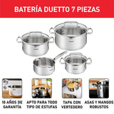 Batería de Cocina Tefal Duetto Plus Plateado 54x19cm de 7 Piezas - OLLAS Y SARTENES | Bylmo