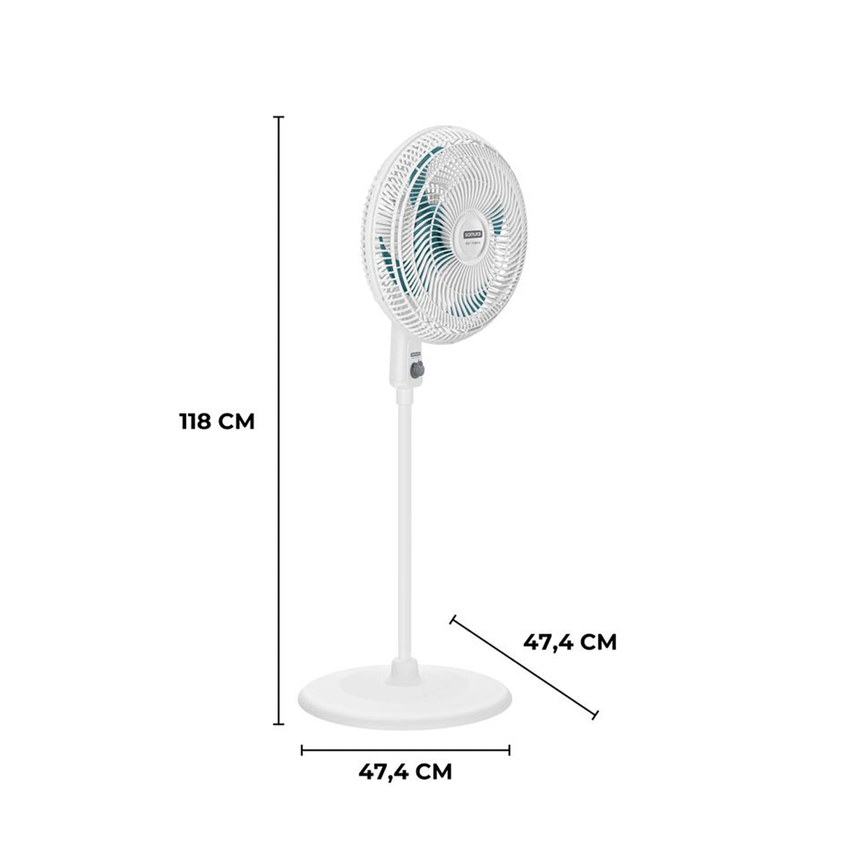 Ventilador de Piso Samurai Air Maxx Blanco 47.4x118cm de 3 Velocidades y con Oscilación - VENTILADORES | Bylmo