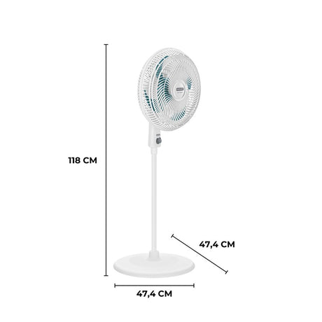 Ventilador de Piso Samurai Air Maxx Blanco 47.4x118cm de 3 Velocidades y con Oscilación - VENTILADORES | Bylmo