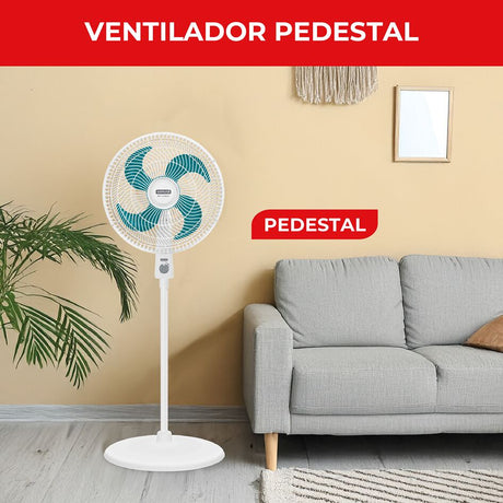 Ventilador de Piso Samurai Air Maxx Blanco 47.4x118cm de 3 Velocidades y con Oscilación - VENTILADORES | Bylmo