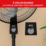 Ventilador de Piso Samurai Air Power Negro 47.4x118cm de 3 Velocidades y con Oscilación - VENTILADORES | Bylmo