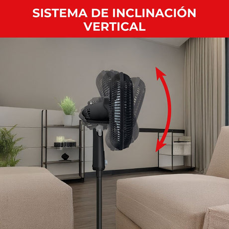 Ventilador de Piso Samurai Air Power Negro 47.4x118cm de 3 Velocidades y con Oscilación - VENTILADORES | Bylmo