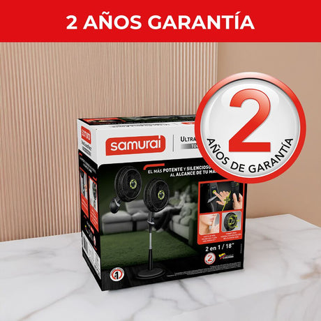 Ventilador 2 en 1 Samurai Ultra Silence Negro 50x135.4cm de 4 Velocidades con Control Remoto y con Oscilación - VENTILADORES | Bylmo